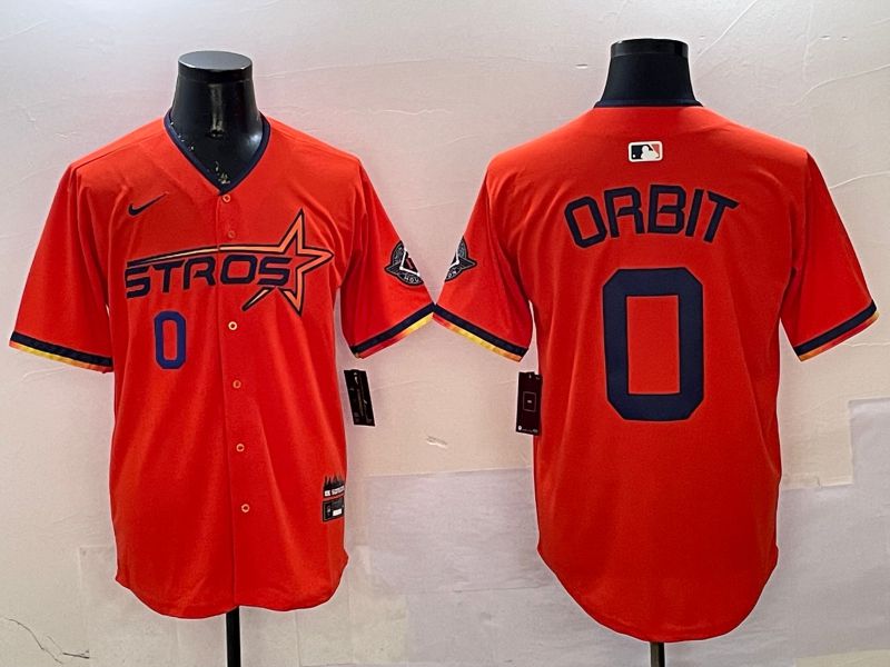 Men Houston Astros #0 Orbit Orange Three generations Joint Name 2025 Nike MLB Jersey style 9->houston astros->MLB Jersey